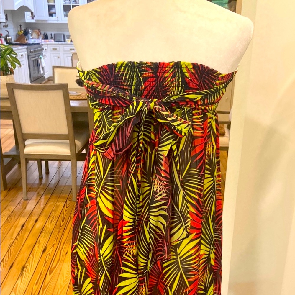 Milly Cabana Leaf Pattern Strapless Maxi Dress Si… - image 5